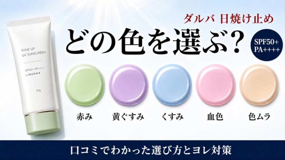 ダルバ 日焼け止め どの色を選ぶ？グリーン・パープル・ブルー・ピンク・ベージュの5色