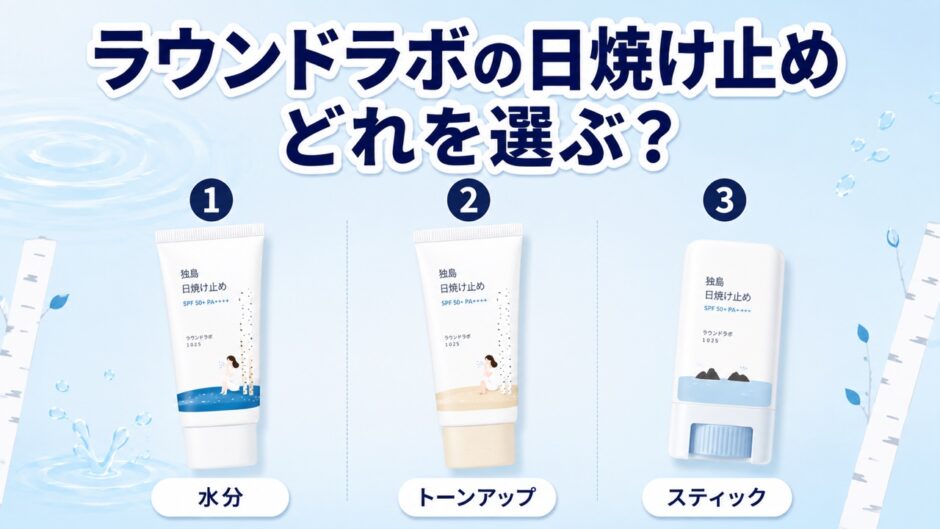 ラウンドラボの日焼け止め3タイプの違い比較